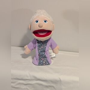 Purple and Gray Grandma Puppet with Floral Design. 1/2 Body. GUC.